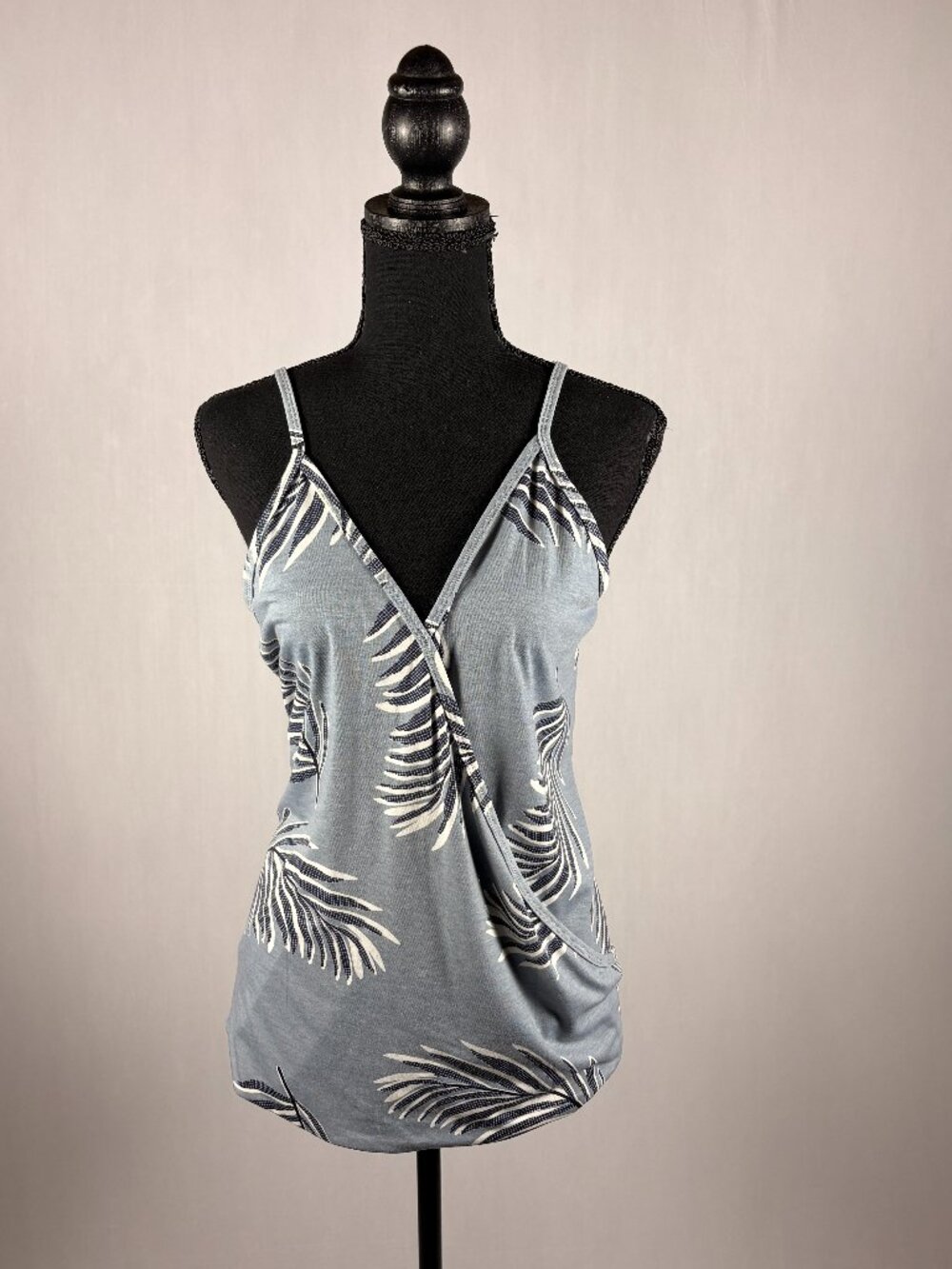 Palm Wrap Blouse w/Adjustable Straps | L | Blue/White | NWOT
